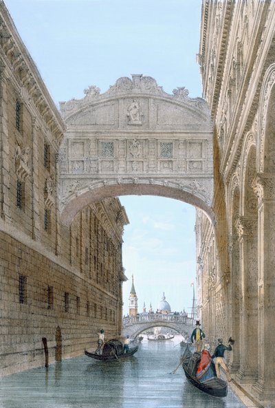 Gondolas passing under the Bridge of Sighs, from 